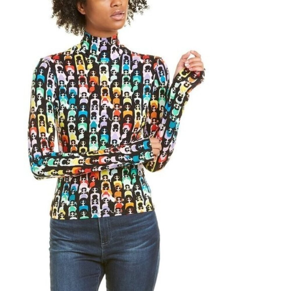 Alice + Olivia Delaina Stace Face Rainbow Crop Top Small